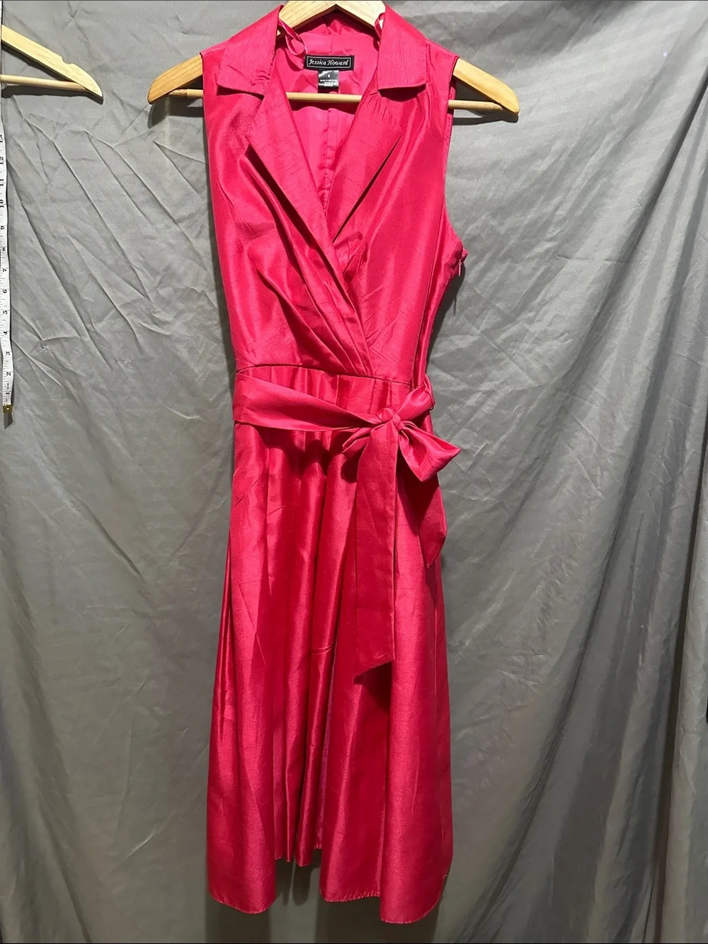 Jessica Howard Hot Pink Sleeveless Wrap-Front Midi Dress